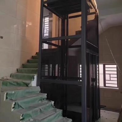 Elegante roestvrijstalen cabine Compacte hydraulische lift met 5 haltes en maximale hoogte 14,5 m